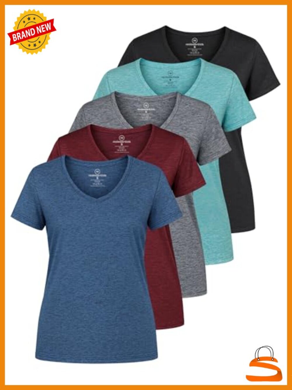 5 Pack Women's Dry Fit V Neck Short Sleeve Tee Workout Tops